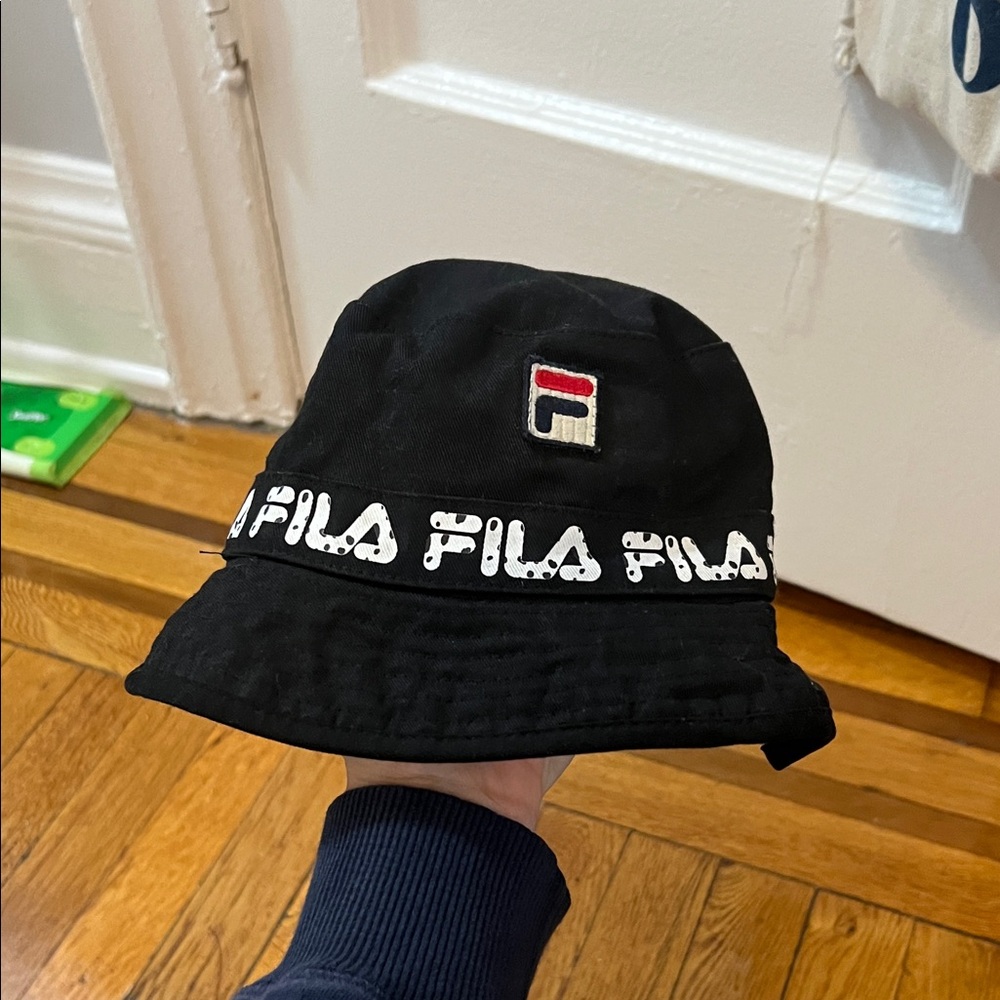 Fila Black Bucket Hat with Logo